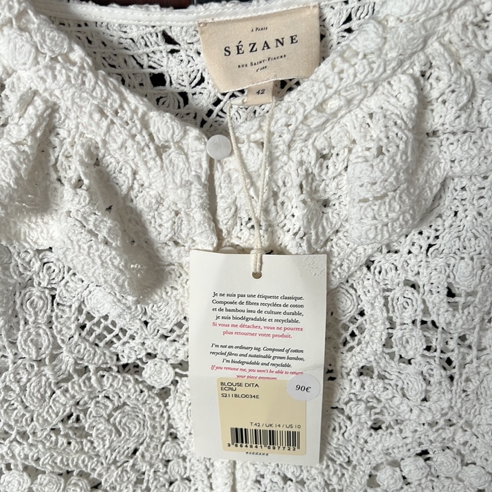 Sezane Cream Lace Blouse - Picture 5 of 9